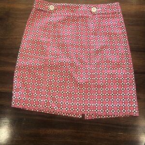 Talbots 8 petite- Pink and White printed tailored skirt